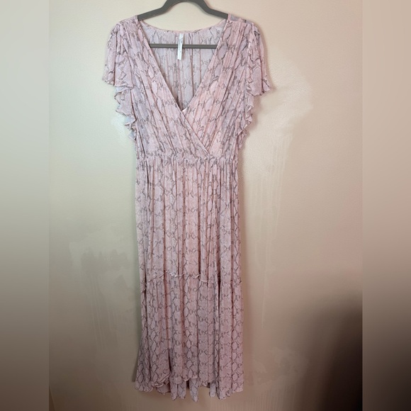 Anthropologie Plus Size 1X Sheer V-Neck Flutter Sleeve Midi Dress EUC - Picture 5 of 13